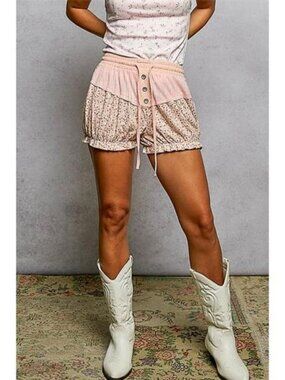 POL Drawstring Floral Shorts with Button Placket